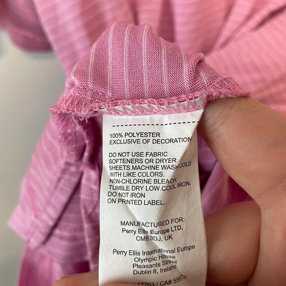 Jack Nicklaus Mens XXL Pink Striped Polo Shirt 100% Polyester Short Sleeve Class - Picture 6 of 8